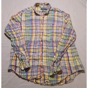 Polo Ralph Lauren 100% Linen Classic Fit Bright Plaid Woven Shirt Men's XLG